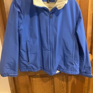 Lands' End Blue Fleece Jacket with Cream Interior